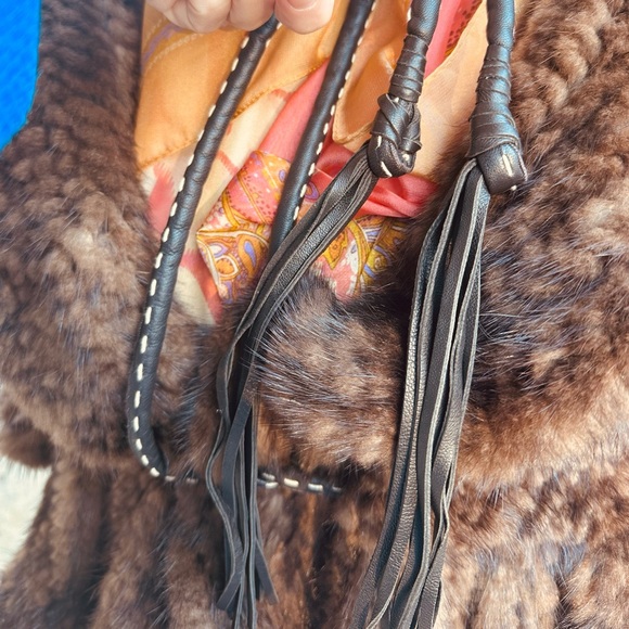 Woven/Knit Genuine Mink Fur Jacket, Shawl or Stole w/Ruffled Neckline - Picture 5 of 10